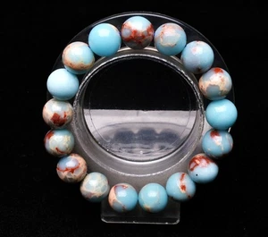 Bracciale 12mm Naturale Argentina Blu Calcedonio Quarzo Cristallo Gemma - Foto 1 di 6
