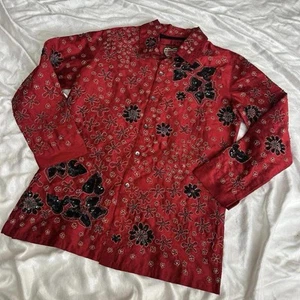 Chico's Anniversary Collection 100% Silk Beaded Glam Jacket Retro one size - Picture 1 of 6