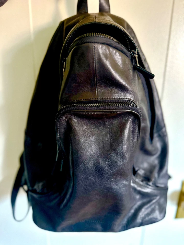 John Varvatos ⭐️ Mochila Hombre Cuero Negro Excelente Estado Foto 1 de 4