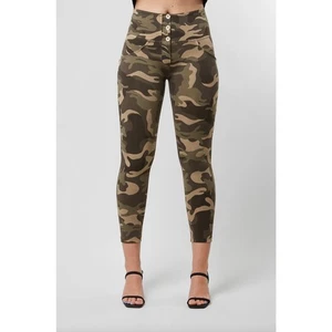 Freddy Green Camo High Rise 3 Button High Waist Ankle Pant Legging Size Small - Picture 1 of 14