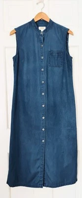 Vestido Vintage Talbots 10 P Azul Denim Largo Maxi Años 90 Abotonado Jean Jumper Y2K Foto 1 de 4