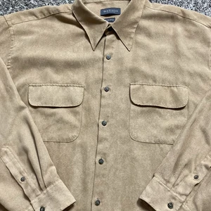 Van Heusen Soft Suede Shirt Men's Size XL 17- 17.5 Long Sleeve Button Up Pockets - Picture 1 of 8