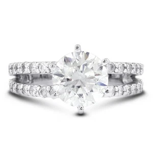 4.23ctw G SI2 Round Brilliant Natural Certified Diamonds White Gold Accent Ring - Picture 1 of 14