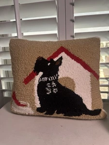 Macys Martha Stewart Collection Hooked Scottie Dog House Decorative Throw Pillow - Picture 1 of 3