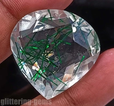 73.80 Ct Green Rutilated Quartz Pear Cut IGL Certified Natural Gemstone 5ADX - Image 1 of 4