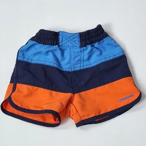 PATAGONIA Baby Board Shorts 12-18M Blue Orange Colorblock Nylon Quick Dry Summer - Picture 1 of 9
