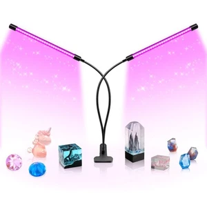 LED Black Light Dual Head, 20W UV Light Fixture with Clamp, 395-405nm UV Goos... - Picture 1 of 6