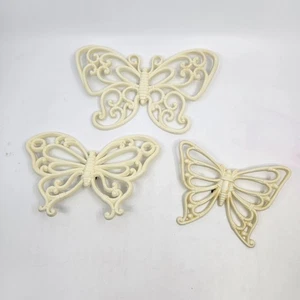 3 Homco 7537 Butterfly Wall Hangings Decor Beige Plastic Home Interiors 1978 - Picture 1 of 8