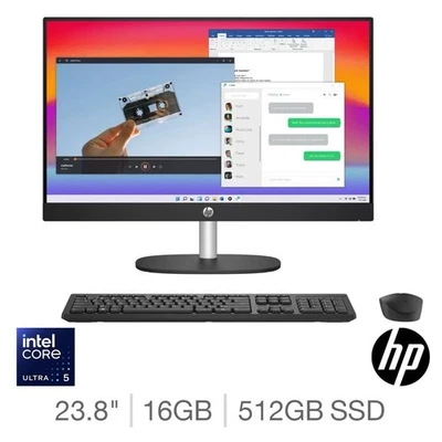 HP Intel Ultra 5-125U, 24-CR1234NA, 16GB RAM, 512GB SSD, 23.8 Inch All in One PC - Image 1 of 4