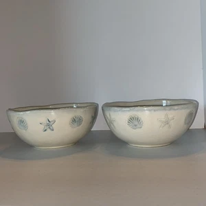 Home Studio Shoreline Kohl’s Collection 2 Bowls Seashells Nautical Beach Ocean - Picture 1 of 8