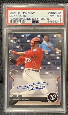 2021 Topps Now RTOD Juan Soto #OD-286A Auto Autographs /99 New York Mets PSA 8  - Image 1 of 2