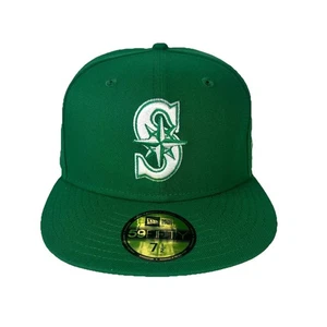Seattle Mariners Hat Fitted Mens 7 1/2 Kelly Green 59FIFTY White Logo New Era - Picture 1 of 14
