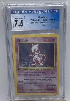 Mewtwo Holo 10/102 French Pokemon Card Base Set 1999 7.5 CGC 1st Edition 10/102* - Image 1 of 4