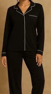 Ex Primark Ladies Black Boyfriend Pyjama Set Sizes 4-24 - Picture 1 of 4