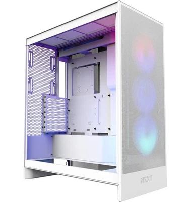NZXT H7 Flow RGB (2024) | Mid-Tower | 360 mm RGB Lüfter | Glas-Fenster) | Weiß - Bild 1 von 4