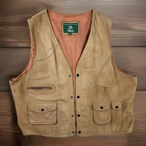 Vintage Orvis Vest Leather Hunting Fishing Tactical Utility Suede Nubuck Sz 2XL - Picture 1 of 14