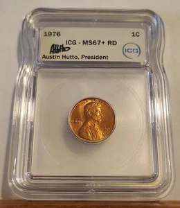 1976 Lincoln Memorial Cent ICG MS67+ RD (RARE) AUSTIN HUTTO SIGNED - Picture 1 of 4