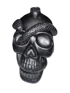 TOTENKOPF/SCHLANGE schwarze Wachskerze ~ Gothic ~ Halloween ~ 5" hoch ~ 40 Stunden Brenndauer - Bild 1 von 7