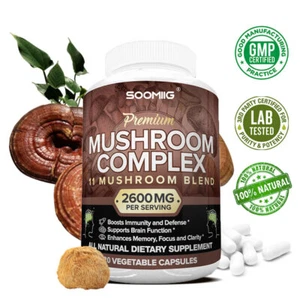 Mushroom Complex 11 Mushroom Blend 30-120 Capsules - Boosts Immunity & Defense - Picture 1 of 11