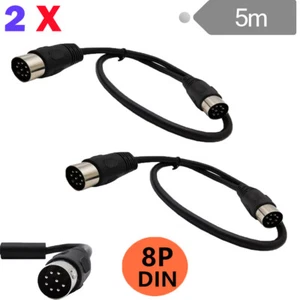 2X 5m MIDI DIN 8 Pin Cable Male to Male DIN Plug Instrument Converter Adapter - Picture 1 of 6