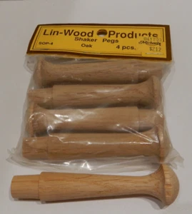 Lin-Wood Shaker Pegs 3-1/2" Unfinished Oak Wooden Peg Lot of 5 - Picture 1 of 3