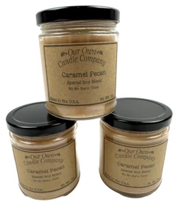 (3) Our Own Candle Company Wax Aromatherapy Scented Candle Caramel Pecan 7 oz - Picture 1 of 5