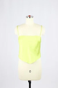 NWOT Aritzia SUNDAY BEST Elektra Green Satin Tie Back Cropped Tank Top, Size M - Picture 1 of 13