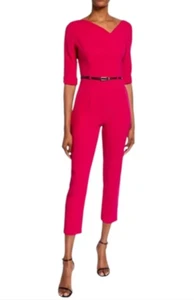 HALO NEGRO | $435 Mono Jackie Asimétrico Media Manga con Cinturón, Talla 2, Nuevo con Etiquetas - Imagen 1 de 10