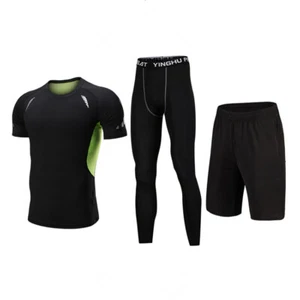Herren Laufset Sportanzug Jogginganzug Dreiteiler kurzarm Laufshirt Laufhose - Bild 1 von 11