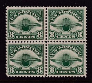 1923 Airmail 8c green Sc C4 MNH VF block of 4 nice full original gum (B3