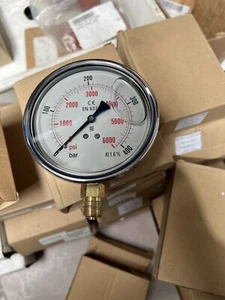 manometer ss case 100 mm glycerine filled 0-400 bar & psi 3/8 bsp. bm - Picture 1 of 3