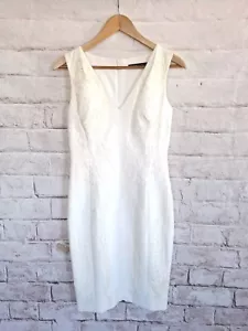 Karen Millen Damen Kleid Dress Gr. UK10 EU38 D36 Cremeweiß Etuikleid - Bild 1 von 7