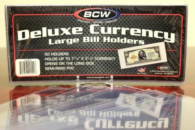 BCW 1DCHLB Deluxe Currency Large Bill Holders - 50 Count