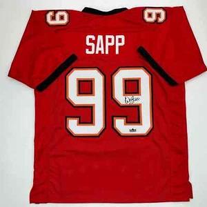 Facsimile Autographed Warren Sapp Tampa Bay Red Reprint Jersey Size Men's XL - Picture 1 of 4