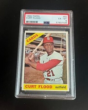 1966 Topps CURT FLOOD #60 St. Louis Cardinals PSA 6 EX-MT