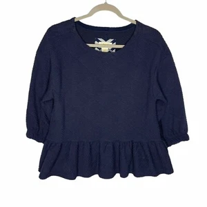 Anthropologie Maeve Mikayla Suéter Mujer Talla XSpequeño Texturizado Azul Peplum Top - Imagen 1 de 14