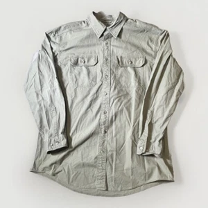 LL Bean Sunwashed Green/Khaki Canvas Button Up Shirt Men L Traditional Fit Tall - Picture 1 of 6