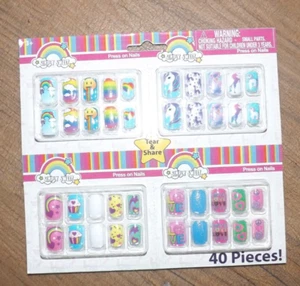 NEW SIMPLY SWEET 40 piece press on nails for kids rainbows cupcakes unicorns - Picture 1 of 1