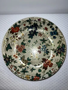 Vintage Daher Decorated Ware 1971 Floral Round Tin Bowl 951942 Made England 10" - Picture 1 of 7