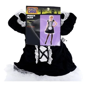 Totally Ghoul Womens French Maid Halloween Costume Black Dress Headpiece OS New - Picture 1 of 3