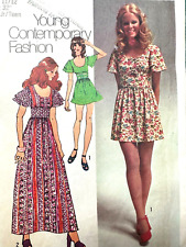Vintage 1960 Pattern BOHO MAXI MINI Dress Scoop Neck Simplicity 9725 Sz12 B32
