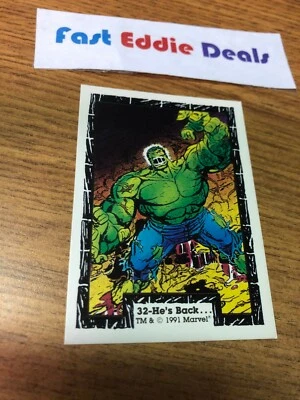 COMIC IMAGES 1991 THE INCREDIBLE HULK TRADING CARD 32 GREEN AND MEAN HULK SMASH - Image 1 of 2