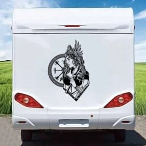 PEGATINAS AUTOCARAVANA CÁMPER FURGONETA CARAVANA CALCOMANÍA BRÚJULA MONTAÑAS Viking Girl - Imagen 1 de 4