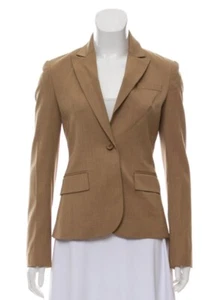 THEORY NEW AUTH $525 Women's Caramel Brown Peak-Lapel Blazer Size 2 - Picture 1 of 9