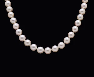 18K White Gold Clasp Cultured Pearl Beaded Necklace - Picture 1 of 4