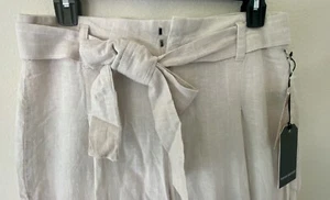 Harve Benard Womens Linen Yarn Dye Pants Cropped Capri Wide Leg Size 10 - Picture 1 of 7