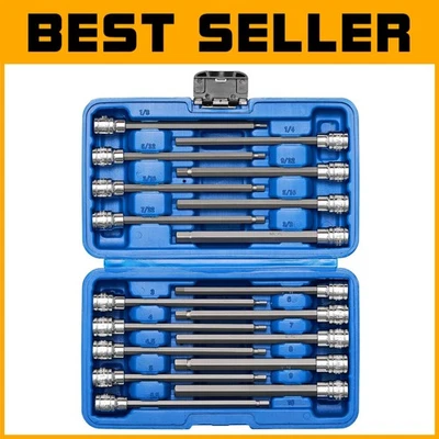 Extra Long 3/8” Drive Hex Bit Set - Superior Torque in Chrome Vanadium Steel - Image 1 of 4