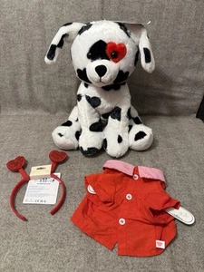 New! Build-A-Bear Be Mine Dalmatian Valentine's Day Plush with Shirt & Headband - Picture 1 of 16