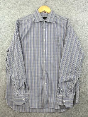 Рубашка мужская Canali 17-43 разноцветная клетчатая L/S с воротником на пуговицах Италия - Изображение 1 из 4