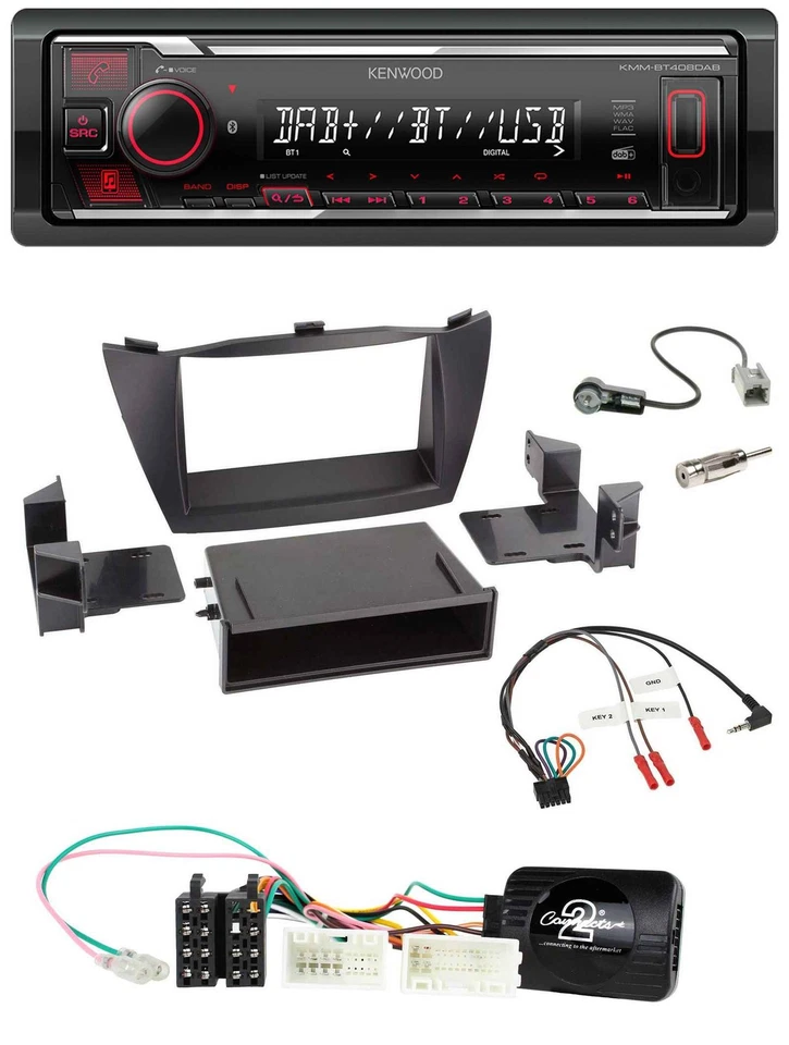 Kenwood Lenkrad Bluetooth USB DAB Autoradio für Hyundai ix35 2010-2013 schwarz - Bild 1 von 4